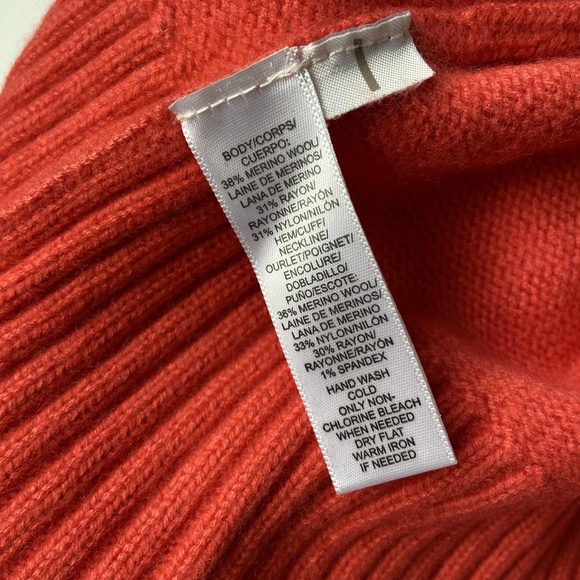 CORAL RED WOOL KNIT CARDIGAN BUTTON UP SWEATER COTTAGECORE COASTAL ACADEMIC - Picture 2 of 7